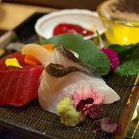 個室会席 北大路 - "小鉢：南瓜スープ"・"お造り：本日のお造り"