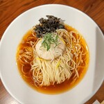 あおぎり - 冷やし南蛮えび醤油ラーメン(本日のおにぎり付)@1000