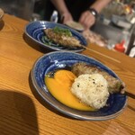 佐藤商店 - つくねトリュフ卵黄、塩レモン