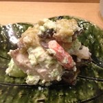 春草 - 13.9月　枝豆の白和え、焼き茄子、舞茸、トコブシ、マスカット、海老、栗、湯葉