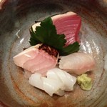 春草 - 13.9月　戻り鰹、カンパチタタキ、アズキハタ、シロイカ