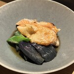 Izakaya Ofuro - 鮭ハラスと茄子の煮浸し