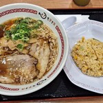 菩提寺パーキングエリア(上り線)  フードコート - 菩提寺ラーメン、ミニ炒飯セット