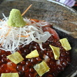 吉峰庵 さかな もち月 - ランチいくら丼（小鉢・デザート・つみれ汁付き）￥1000