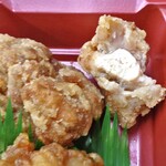 Toriya Tokusan - 「炭火焼き弁当」の鶏唐揚げ（食べかけで失礼します）