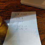 小料理かずよ - 注文書