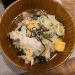 しまね料理とさばしゃぶの店 主水 日本橋三越前店 - 焼き鯖がいな丼　シメはお茶漬けに