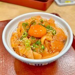 なか卯 - サーモン丼 特盛(こだわり卵)
