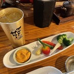 Yakiton Shodai Kanaya - ディップのコチュマヨ？が美味しくて野菜無くなっても取っておいてちびちび食べる。これだけでアテになる。