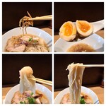 らぁ麺や 嶋 - ワンタンはてるてる坊主型が2種類、エビと鶏肉です