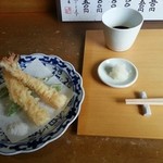 仲佐 - 天婦羅と辛汁と薬味の辛味大根　山葵は無い