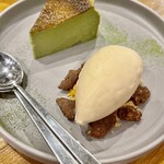 渡辺料理店 - ワイフが珍しくデセールが食べたいと　抹茶バスクチーズケーキは最初から狙っていたそうですｗ