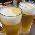 居酒屋 にしの - ドリンク写真:生中でドラゴンズのさよなら勝を祝いました（6-0からまさかの逆転には開いた口が塞がらない状態でNEO君の勝ち投手もなくなるし…なんてこった〜）