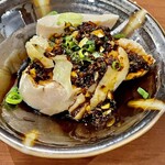 焼鳥 せきね - 笹身は焼いて串から外し味噌と和えて一品料理に