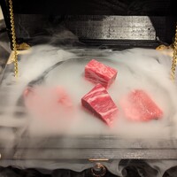 HIKARI - 鹿児島県産黒毛和牛のタン、ヒレ、シャトーブリアン、サーロイン、サーロインスライス(来店時の人気NO.1のコース料理 季節のおまかせコースで使うお肉)