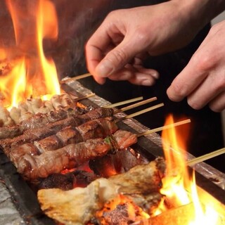 Our proud yakitori & yakitori, slowly grilled over binchotan charcoal