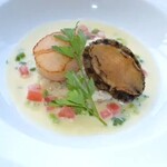 Poiled scallops and abalone