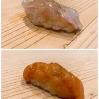 鮨処 つく田 - 足赤海老・大助鮭づけ