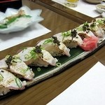 季節料理 藤原 - カンパチの炙り握り！