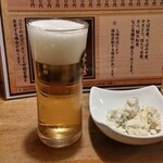 立ち呑 ちとせ - 生ビールグラス　110円×2＋お通し　400円