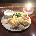 Bar ASP - 秋鮭の天ぷら 自家製タルタルソース