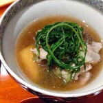 銀座 しのはら - 野菜のスープで炊いたイノブタ、すっぽんだったかな？