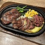 熔岩焼1ポンドステーキと手ごねハンバーグ ステーキステーキ - 