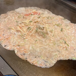 鉄板酒場 五代目まりこ屋 - 明太餅チーズもんじゃ　土手を作らないもんじゃ