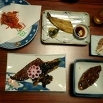 みずうみ - 手長海老のからあげ・天然鰻の白焼き・天然鰻の蒲焼き・鯉の甘露煮