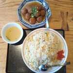 中華料理正一 - エビやきめし大盛りと揚げだんご