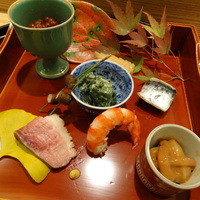 日本料理 太月 - 八寸（いくら醤油漬け、塩辛、鰯梅、鶴首南瓜、青菜落花生和えなど）