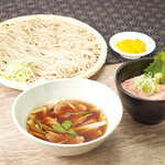 Set of duck soup bamboo shoot soba and mini rice bowl