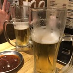 焼肉食堂 かど家    - 写真撮る前に乾杯してもうた