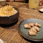 若鳥焼き もばら - ハツと玉ねぎのスライス