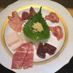 馬料理専門 天國 - スペシャル定食のミニ馬刺6種盛り