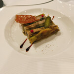レストラン・ラ・ベルビュー - 茄子と鶏レバーのブレッセ