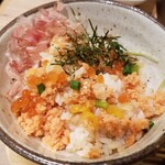 こめらく たっぷり野菜とお茶漬けと。 - 鮭イクラごはん。