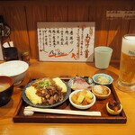 Wabi suke - 肉だしまき定食 ＋ 生ビール