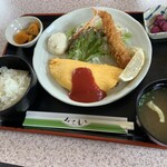 Kohaku Monogatari Dainishou - 日替わりランチ850円きのこオムレツ&エビフライ定食