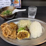お食事処麺匠夢屋 - プレート ハーフラーメン セット 豚しょうが焼き