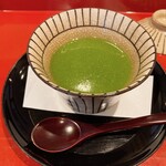 割烹 新多久 - ガス海老の茶碗蒸し　上には小松菜のムース