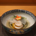 四季料理 京香 - 白海老と京筒菜のお浸し