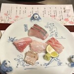 うぶすなの郷 TOMIMOTO - お刺身ぷりぷりと甘くてとろけるのと。めいち鯛がとくに美味。