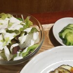 キッチン ブルー グローブ - サラダ、お新香のアップ