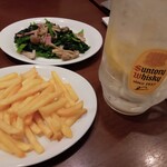 Dennys - メガ角ハイボール、ベーコンとほうれん草、プライドポテト