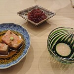 日本橋蛎殻町 すぎた - あん肝、新政 陽乃鳥とのマリアージュ、筋子