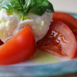 Melting mozzarella and tomato caprese