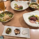 Sushi Kenzan - お通し、サラダ、お刺身