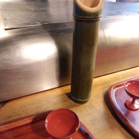 天ぷら 松 - 青竹に用意された食前酒