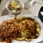 ユニオン - オムライスとナポリタンの定食　¥880-